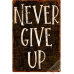 Hayg Equipment Retro Never Give Up Dekoratif Alüminyum Levha, Pozitif Enerji Duvar Tabelası – Siyah – 15 cm x 22,5 cm - 15cm x 22,5cm