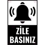 Hayg Equipment Zile Basınız Uyarı Levhası – Kapı Zili Ikaz Tabelası (Ofis/işyeri) - 15x22,5 cm - Alüminyum