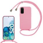 Haygdz Silikon Cep Telefonu Zinciri Samsung Galaxy S11E/S20 için Bantlı Kılıf, Ayarlanabilir Kolye Cep Telefonu Kılıfı, Bantlı Kolye Kılıfı, Asmak için Cep Telefonu Kılıfı, İpli Kılıf, Pembe