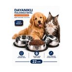 HAYHAYPETSHOP 22cm Paslanmaz Metal Mama Kabı Köpek Kedi İçin Kaymaz Taban Dayanıklı Uzun Ömürlü