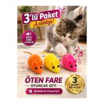 HAYHAYPETSHOP 3’lü Öten Fare Kedi Oyuncağı Seti – Sesli Peluş Fare Oyuncak (Renkli, Kedilerin Favorisi)
