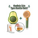 HAYHAYPETSHOP Kedi Set Avokado Catnip Oyuncak + Basmalı Tuşlu Tüy Toplayıcı Kabak Model Tarak (Kutulu Gönderim)