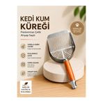HAYHAYPETSHOP Paslanmaz Çelik Kedi Kum Küreği Ahşap Saplı Profesyonel Kum Eleme Dayanıklı Metal Kedi Tuvalet