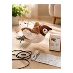 HAYHAYPETSHOP USB Şarjlı Uçan Kuş Kedi Oyuncağı Sesli & Hareketli Peluş Kedi Oyuncağı Kutulu