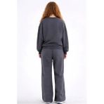 Haykids Kız Çocuk Yazı Baskılı Oversize Bol Paça Alt Üst Eşofman Takımı 6-7-8-9-10 Yaş - Füme - 12 Yaş