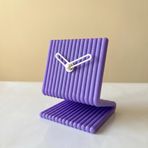 Haymalab Dekoratif Masa Saati Lila - Sessiz Analog Tıklamayan, Modern Minimalist, Ofis Çalışma Masası ve Yatak Odası Başucu Saati, 9x11 cm Küçük, Pille Çalışan