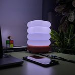 HaymaLab Zen Dalga RGB Masa Lambası – WiFi Akıllı Gece Lambası, Sesli Komut, 16 Milyon Renk E27 LED, Akıllı Ampul Dahil, Yatak Odası Salon Dekoratif Ambiyans Aydınlatma