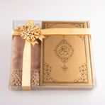 Hayrat Neşriyat Şal + Tesbih + Kuran Hediye Seti (Hafız Boy, Standart Cilt, Gold)