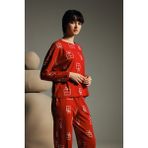 Hays Kadın Pamuklu Uzun Kollu Pijama Üstü - Kırmızı - XS