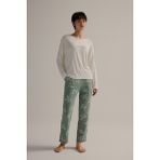 Hays Kadın Viskon Uzun Kollu Pijama Takımı - Ekru - XS