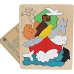 (Hayvan Dünyası) Ahşap Bulmaca Oyuncaklar Hayvan Taşımacılığı Çok Imsional 3D Jigsaw Puzzle Çok Katmanlı Erken