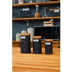Hayveys home 3'Lü Set Siyah Mermer Desenli Metal Çay Kahve Şeker Saklama Kabı Kavanoz