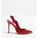Hayy Shoes Arcturus – Kırmızı Aynalı Rugan Stiletto Deri Astarlı Arkası Açık Love Topuklu Ayakkabı - Kırmızı Topuklu Ayakkabı
