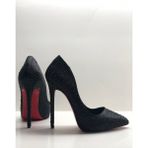 Hayy Shoes Kadın Siyah Saten Taşlı Deri Stiletto Topuklu Ayakkabı Neolit Tabanlı Gizli Platform