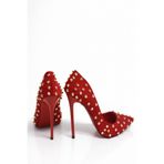 HAYYSHOES Lumira Kırmızı Süet Tarotlu Stiletto Kadın Yüksek Topuklu Ayakkabı 12 Cm