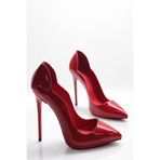 HAYYSHOES LYRA Kırmızı Rugan Love Stiletto 1 Cm Gizli Platformlu Kadın Yüksek Topuklu Ayakkabı 12 Cm