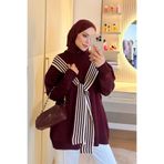 Hazamoda Atkı Detaylı Salaş Tunik Bordo