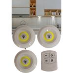 Hazar Led Uzaktan Kumandalı 3’lü Spot Led Lamba Pilli Dolap İçi Led Ampul