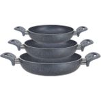 Hazar Pazar Gri 18-20-22 cm Granit Yanmaz Yapışmaz Çizilmez Yumurta Tavası Set