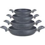 Hazar Pazar Gri Granit 18-20-22-24 cm Yanmaz Yapışmaz Çizilmez Yumurta Tavası Set