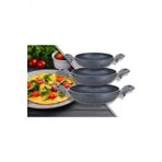 Hazarpazar Granitta 18-20-22Cm Çift Kulp Gri Granit 3 Lü Omlet/Sahan Tava Seti