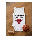 HAZDEN Chicago Bulls Baskılı %100 Pamuklu Erkek Bebek Zıbın - Bebek Body - Basketbol Temalı Bebek Kıyafeti