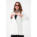 Hazel Beyaz Çift Düğmeli Blazer Ceket