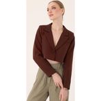 Hazel Crop Blazer Ceket-Kahverengi