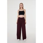 Hazel Kadın Bordo Pile Detaylı Palazzo Pantolon