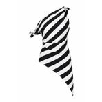 HAZELANNA Asimetrik Tek Omuz Zebra Bluz