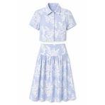 HAZELANNA Mavi Crop-Korsajlı Etek Takım