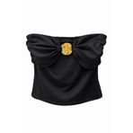 HAZELANNA Medallion Siyah Straplez Bluz