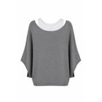 HAZELANNA Oversize Kayık Yaka Gri Triko Bluz