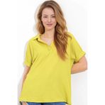 hazelin Kadın Fıstık Yeşil Polo Yaka Geniş Kesim Örme Bluz HZL24S-BD104861