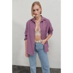 Hazelin Kadın Koyu Lila Oversize Uzun Basic Gömlek HZL22W-BD139001 - 34