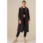Hazelin Kadın Leopar Desenli Siyah Beli Büzgülü Kapşonlu Uzun Trençkot HZL22W-BD190911 - 34