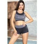 hazelin Kadın Siyah Gri Baskılı Sporcu Model Şortlu Bady Bikini Takım HZL24S-AR1754