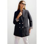 Hazelin Kadın Siyah Leopar Astarlı Düğme Detaylı Blazer Ceket HZL25W-BD107041 - 36