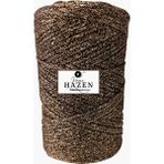 Hazen Home Siyah Renk 2 mm Simli Polyester Makrome Ip - Kahverengi