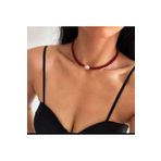 Hazeran accessories İncili Kırmızı Doğal Taşlı Kolye