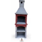 Hazır Beton Barbekü 80 Lik Davlumbazlı - Gri - Kırmızı
