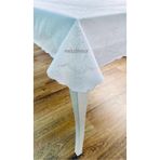 Hazır dantel işleme görünümlü çiçek desenli pvc dikdörtgen muşamba masa örtüsü 122 x 153 cm Beyaz 120 x 150