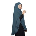 Hazır Türban Peçeli Pratik Eşarp Tesettür Nikaplı Hijab - Namaz Örtüsü Sufle (5XL), Açık Petrol