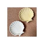 haziran shop Dekoratif 2’li Soft Sari Beyaz Istiridye Taki Tabağı Shell Organizer Kokulu Taş
