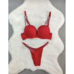 Hb Comfort Kadın Taşlı Dolgulu Destekli Sütyen Külot Takım Iç Çamaşırı - 80 cm - 850Kırmızı
