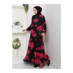 Hb Harma Time Butik Kadın Astarlı Mor Şifon Çiçek Desenli Elbise