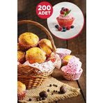 HB LİFE 200 Adet Muffin Kek Kalıbı & 1.sınıf Kalite Kek Kapsülü Cupcake Muffin Kağıdı 200'lü