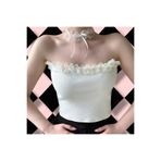 hb tasarım Crop Y2K Coquette Dantel Bluz Choker Kolye Hediyeli, M, serashinebluz92226, Beyaz, Kadın