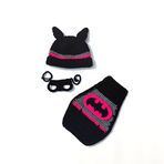 Hbaby Lily&Her Friends - Yeni Doğan Bebek El Yapımı Tek Parça Takım Batman Kostüm Fotoğraf Tulumları Bebek Kız ve Erkek Bebek için Aksesuar Gül Kırmızısı Bir Set Pelerin Göz Maskesi