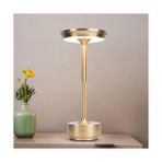 HBMB Store Toronto Şarjlı Metal Kasa Masa Lambası Dimmerli 3 Renk Işıklı Cata Dekoratif Abajur Dokunmatik Restoran Cafe Lambası Gold